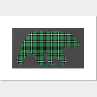 Green Plaid Bear Posters and Art